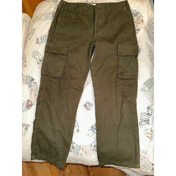 FRAME DENIM OLIVE COTTON CROPPED ARMY CARGO PANTS 27 - Picture 4 of 12
